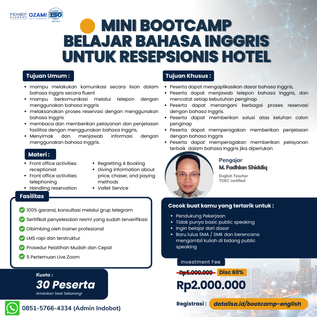 Mini Bootcamp Belajar Bahasa Inggris untuk Resepsionis Hotel (1)